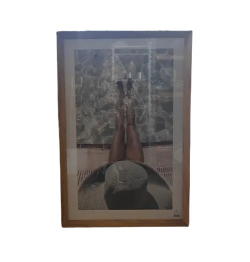 AW 0356 - Artwork - Medium - Lady Poolside Print in Timber Framed Glass