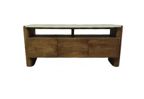 ENT 0023 - Entertainment Unit - Mid-Century Style in Walnut with White Marble Top