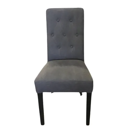 DC 6028 - Charcoal Button Back and Silver Buckle Dining Chair with Black Legs