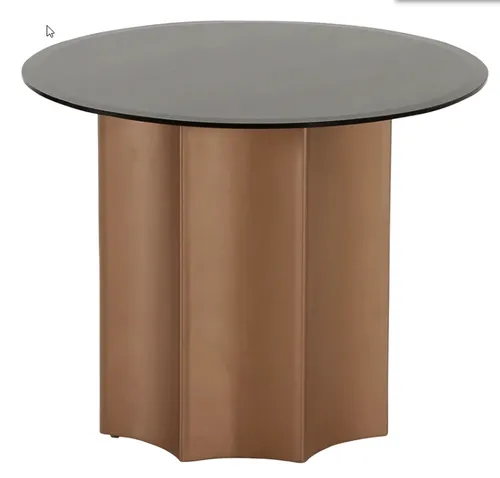 ST 0117 - Side Table - Round Tempered Glass Top & Bronze Frame