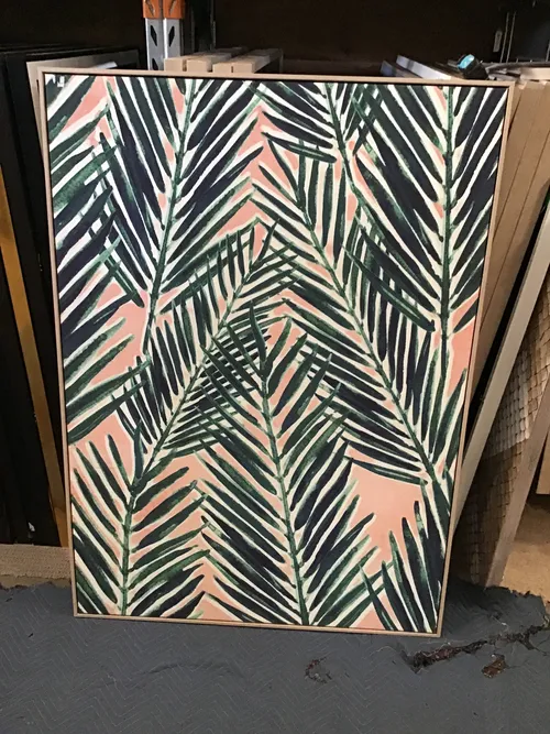 AW 4166 - Green, Pink & White Fern Leaves - Extra Large Canvas