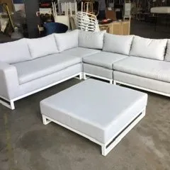 OD SF 6406 - Outdoor - Sofa - Modular White Aluminium Frame with Grey Upholstered Cushions