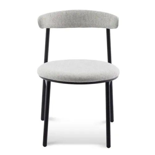 DC 0055 - Silver Grey Fabric Dining Chair with Black Curved Back Frame