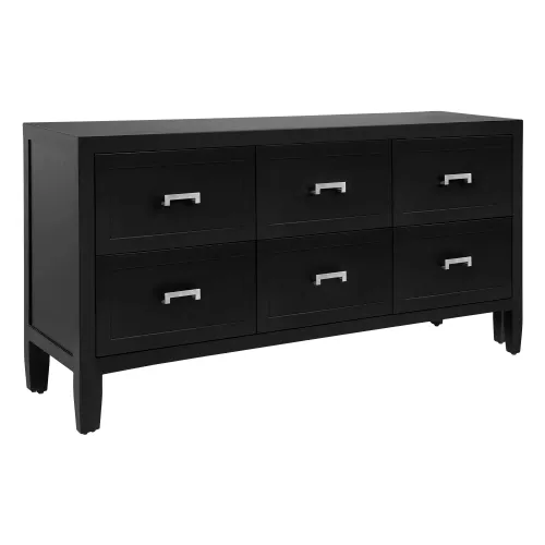 BF 7796 -  Black 6 Drawer Buffet with Gold Handles  - Standard Range