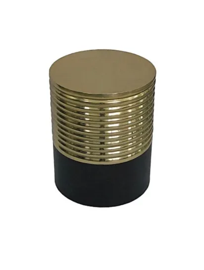 ST 0040 - Side Table - Gold Ribbed Top & Black Base Drum