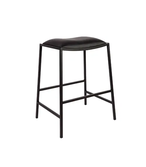 STL 0032 - Counter Stool - Modern Armless with Black Vegan Leather Padded Seat