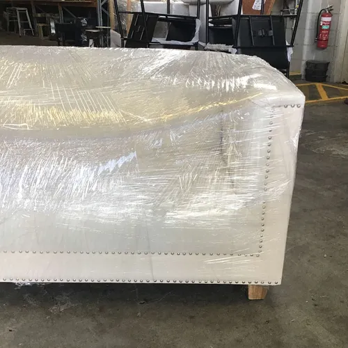 SF 7106 - Sofa - 2.5 Seater - White Linen Upholstered with Buttons & Studs