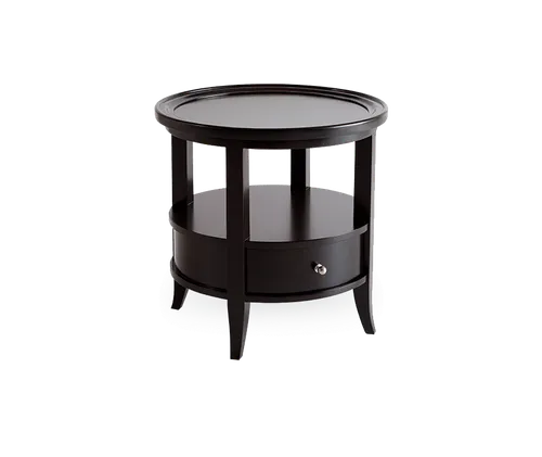 ST 0077 - Side Table - Vincent Black 2 Tier with Silver Draw Knob