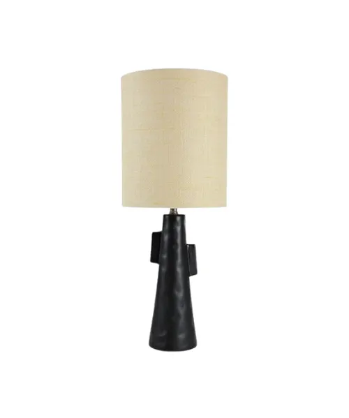LP 0004 - Table Lamp - Black Ceramic Base with Natural Drum Shade