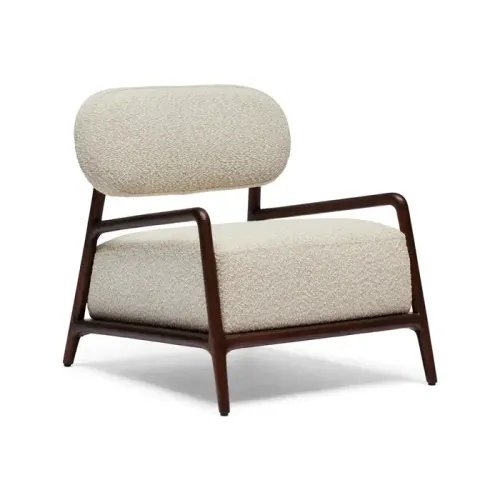 OC 1011 - Inca White Boucle Occasional Chair with Dark Timber Frame