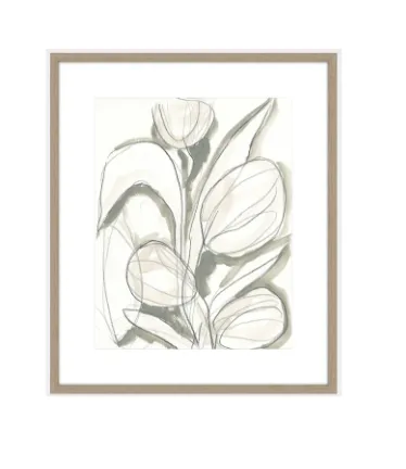 AW 0258A - Floral Painting in Small Glass Cashew Timber Frame 