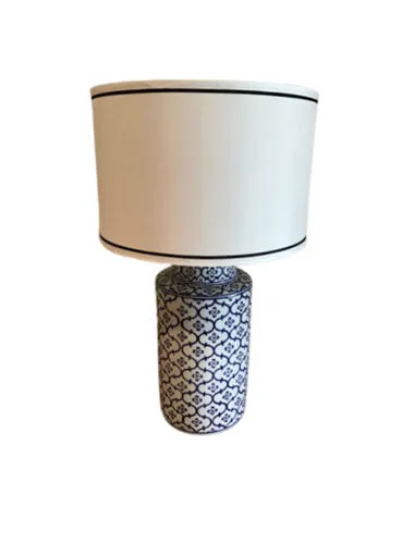 LP 0572 - Table Lamp - Hamptons Blue & White Porcelain Base with White Shade