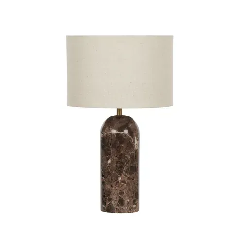 LP 0121 - Table Lamp - Heavy Dark Marble Cylindric Base with Natural Drum Shade