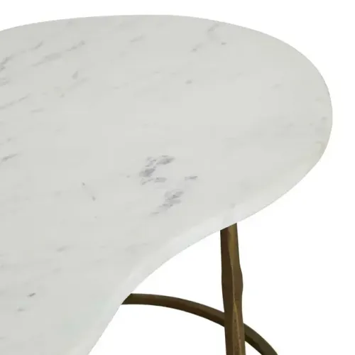 CT 0016 - Coffee Table - Antique Brass Frame with White Marble Cloud Top