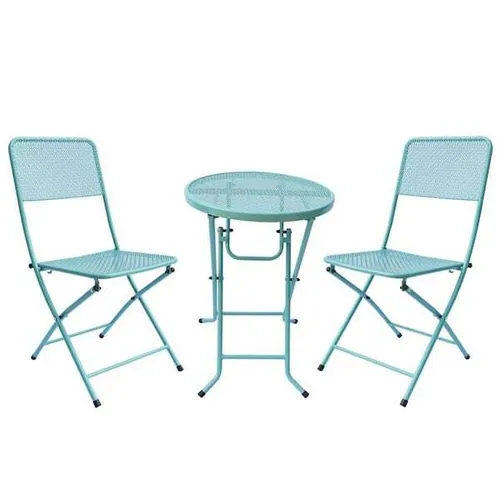 OD SET 0005 - Outdoor Dining Suite - Circular Mint Green Metal 5 Piece