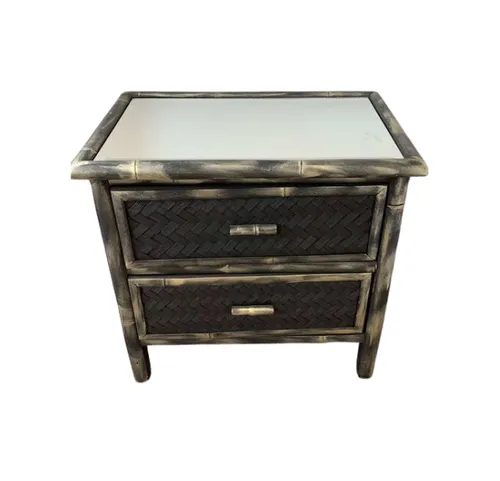 BST 8064 - Bedside Table - Annie Series Bamboo with Mirror Top