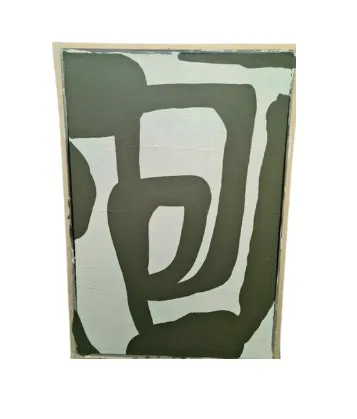 AW 7188B - Leigh Collection Avocado Green & White Textured Abstract Medium Canvas