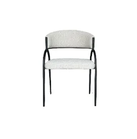 DC 0050 - Black Arch Framed Dining Chair with White Tweed Seat and Curved Back
