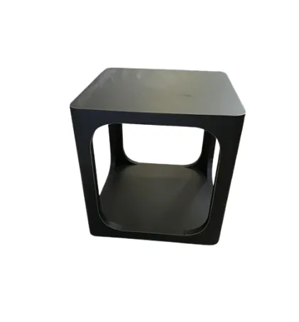 ST 6050 - Side Table - Cubico in Matte Black with Distressed Edges