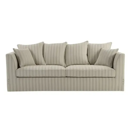 SF 6521 - Sofa - 3 Seater - Beige & White Stripe Skirted Slip Cover