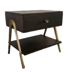 BST 3272 - Bedside Table - Single Draw Black with Gold Legs
