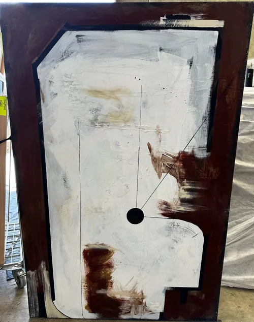 AW 0341 - Abstract Brown & White Oversized Canvas