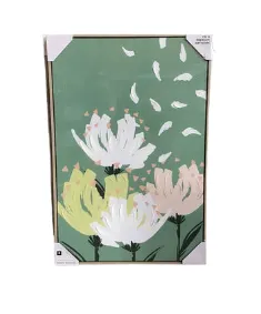 AW 5000 - Artwork - Medium - Flowers & Falling Petals on Green Canvas