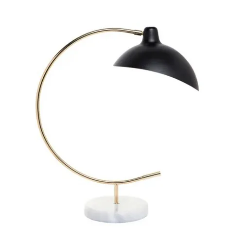 LP 5200 - Desk Lamp - Marble Base with Gold Crescent Moon Curve with Black Shade
