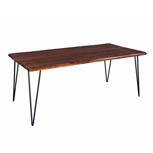 DT 0022 - Dining Table - Warm Rosewood Timber on Slender Steel Legs