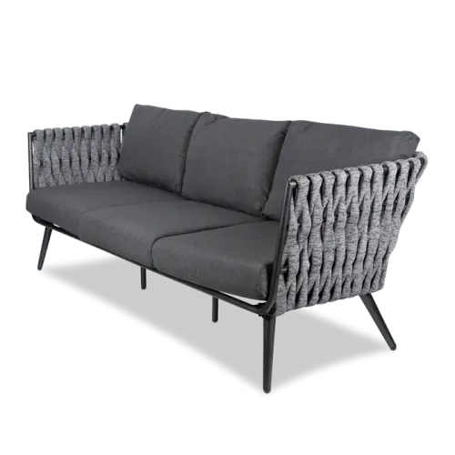OD SF 7011 - Outdoor Sofa - 3 Seater Charcoal Frame with Grey Cushions