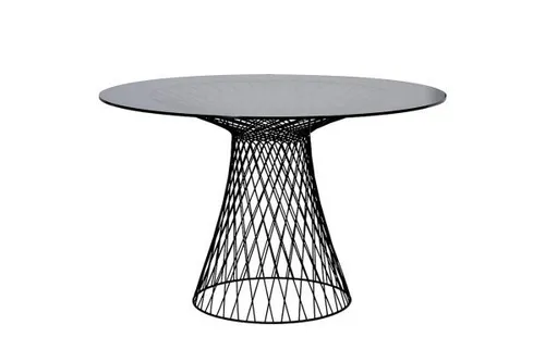 DT 8677 - Table Bases - Distressed Black Metal Wired Pedestal Base