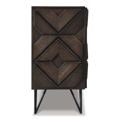 BF 0018 - Dark Expresso Credenza with Carved Geometric Overlay - Luxe