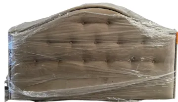 BH 7798 - Queen Bedhead - Tufted Curved in Beige/Neutral Toned fabric