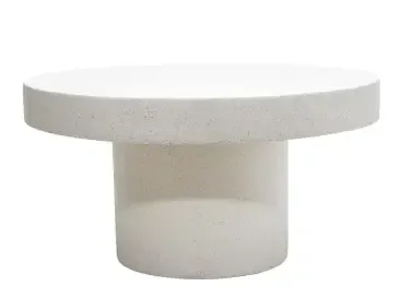 OD DT 4545 - Outdoor - Dining Table - Circular White Stone on Pillar Base