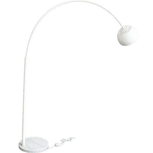 FL 3109 - Floor Lamp - Large Arched Stem on White Marble Base with Dome Shade