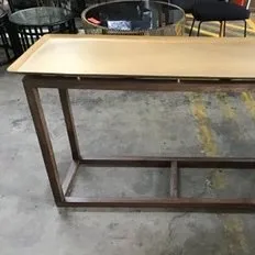 CN 6371 - Console - Gold/Brass Tray Top with Timber Frame 