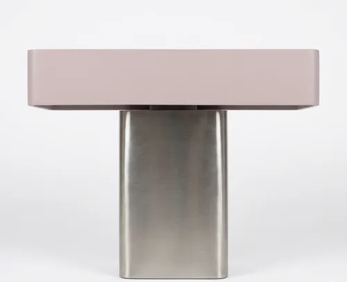 LP 0056 - Table Lamp - Rectangle Shade Silver Base Dusty Pink Metal Shade 