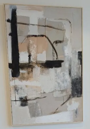 AW 0253 - Artwork - Extra Large - Neutral Abstract Brush Strokes on Oil Painted Canvas