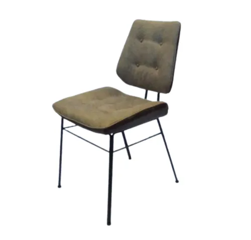DC 0030 - Dining Chair - Padded Two Tone Ash Brown Fabric with Black Metal Legs