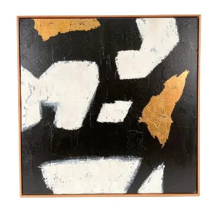 AW 8091 - Abstract Medium Canvas in Black Ivory Gold 