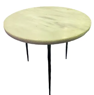 ST 0061 - Side Table - Marble Top with Black Metal Legs