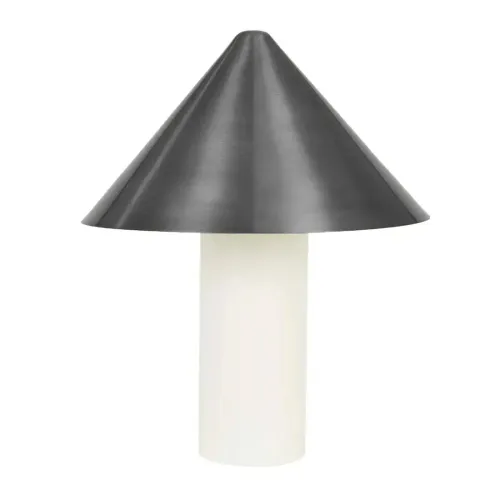 LP 0163 - Table Lamp - Matt Ivory Cylindric Base with Chrome Cone Shade