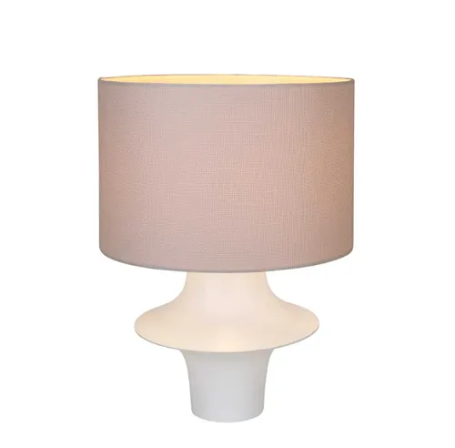 LP 0019 - Table Lamp - White Resin Elliptical Cone with White or Blush Drum Shade
