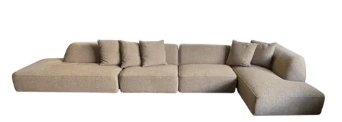 SF 0027 - Modular Sofa - 4 piece Beige Fabric (LAF Chaise + A/less + A/less + RAF Corner)
