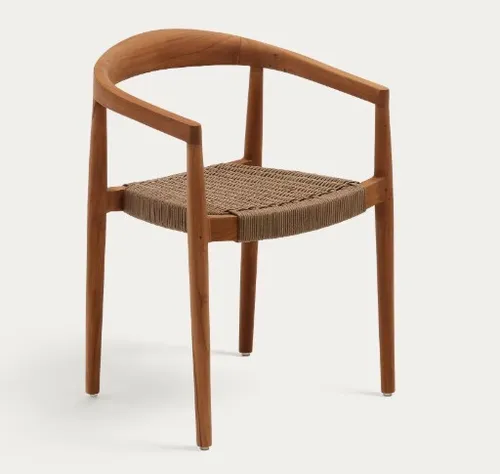 OD DC 0025 - Outdoor Dining Chair - Ydalia Teak Natural Finish with Beige Rope Seat