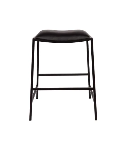 STL 0032 - Counter Stool - Modern Armless with Black Vegan Leather Padded Seat