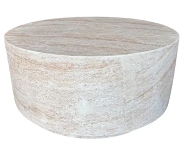 CT 0111 - Round Beige Travertine Look Coffee Table