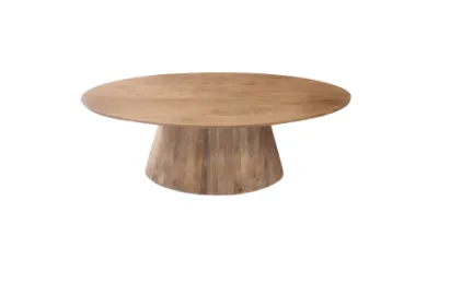 DT 0033 - Dining Table - Oval Pedestal Base Retro Style Walnut Timber