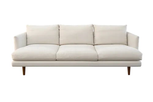SF 9134 - Sofa - 3 Seater - Ivory Fabric Slim-line Sofa with Walnut Legs
