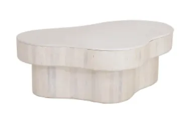 CT 0027 - Mia Coffee Table - White Wash with Cappuccino Marble